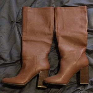 High healed brown boots